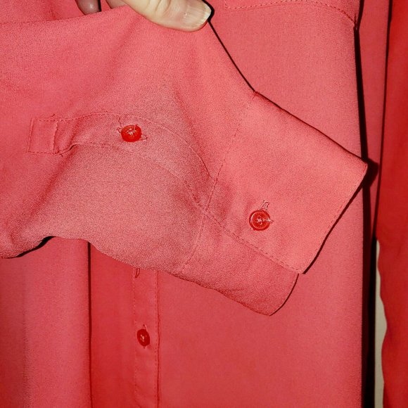 Express Womans Xsmall Blouse Pink Sheer Long - Picture 6 of 8